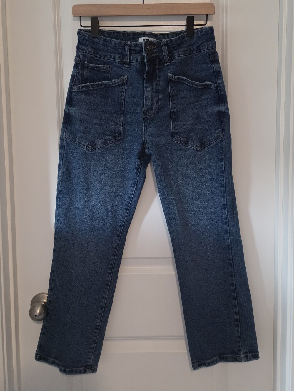 Kensie The Savannah High Rise Flare Ankle Jeans Patch Pocket Women's Size 6